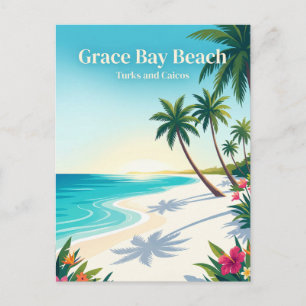 Cartão Postal Praia de Grace Bay Turks e Caicos