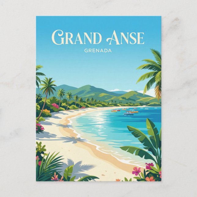 Cartão Postal Praia de Grand Anse Grenada (Frente)