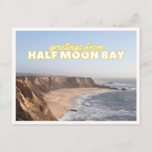 Cartão Postal Praia de Half Moon Bay Foto Retro Viagem Antiga