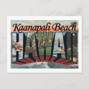 Cartão Postal Praia de Kaanapali, Havaí - Cenas com Letras Gran