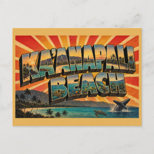 Cartão Postal Praia de Kaanapali no Havaí Areia Branca Arte de R