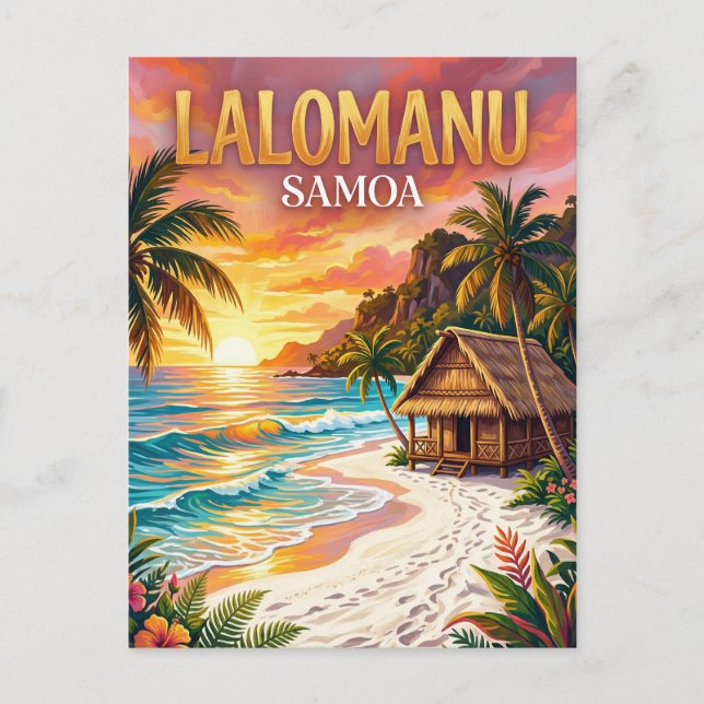 Cartão Postal Praia de Lalomanu Samoa (Frente)