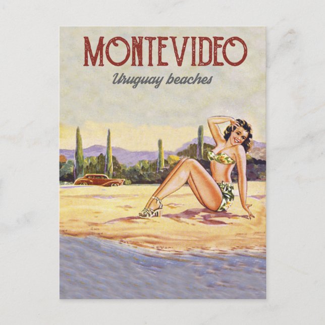 Cartão Postal Praia de Montevidéu, Uruguai (Frente)