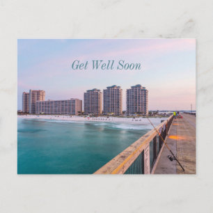 Cartão Postal Praia de Navarre Florida Pescaria Recupere-se Logo