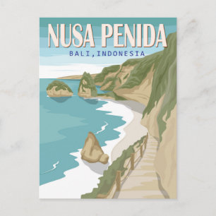Cartão Postal Praia de Nusa Penida Bali Indonésia Vintage