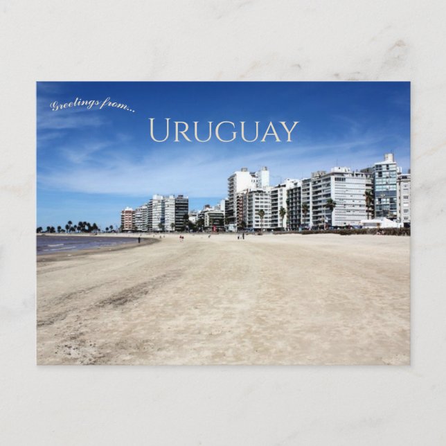 Cartão Postal Praia de Pocitos, Montevidéu, Uruguai (Frente)