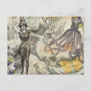 Cartão Postal Praia de polvo Antiga Costa Steampunk
