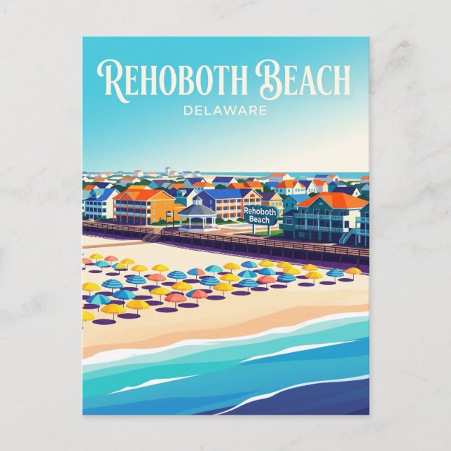 Cartão Postal Praia de Rehoboth EUA (Frente)