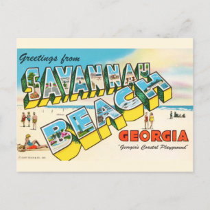 Cartão Postal Praia de Savannah Geórgia Saudação