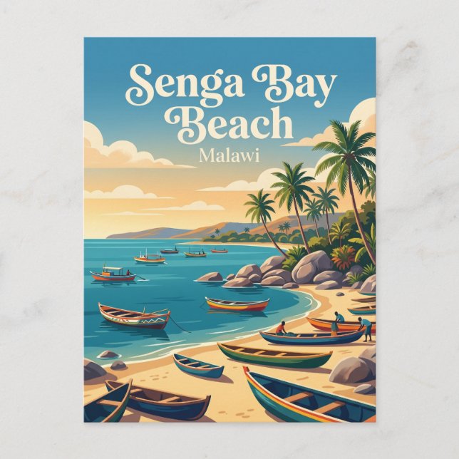 Cartão Postal Praia de Senga Bay Malawi (Frente)