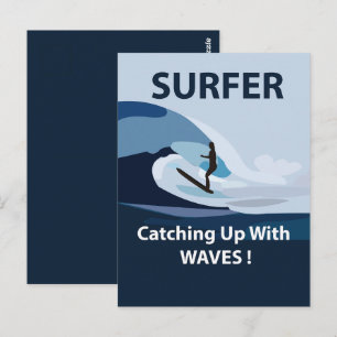 Cartão Postal Praia de Surfista Surfando 