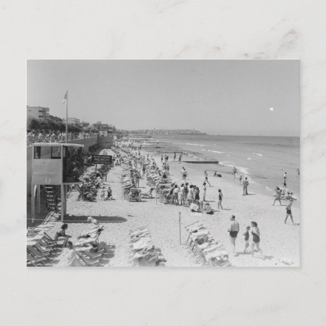 Cartão Postal Praia de Tel Aviv na década de 1930  (Frente)