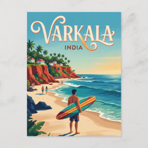 Cartão Postal Praia de Varkala Índia