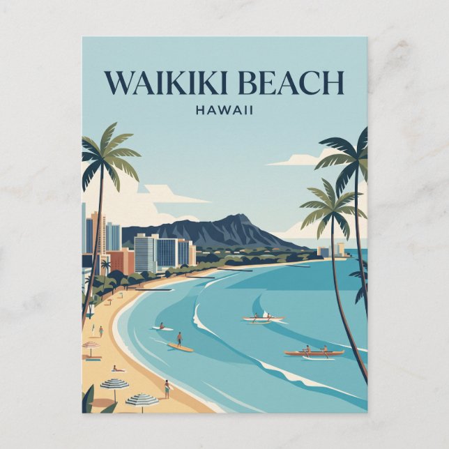 Cartão Postal Praia de Waikiki (Frente)