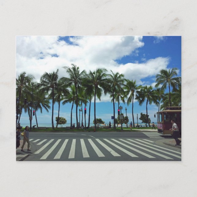 Cartão Postal Praia de Waikiki Havaí (Frente)