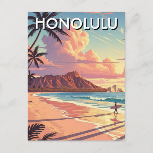 Cartão Postal Praia de Waikiki Honolulu Oahu Havaí Viagem