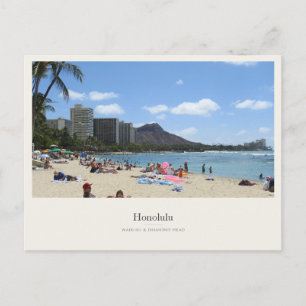 Cartão Postal Praia de Waikiki sob o Diamond Head