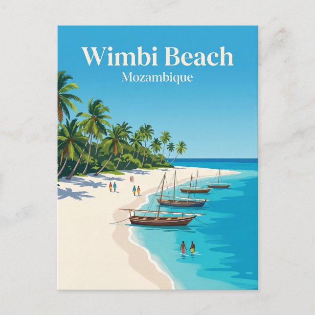 Cartão Postal Praia de Wimbi Moçambique (Frente)