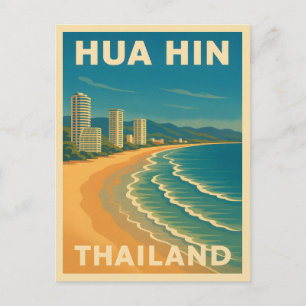 Cartão Postal Praia do Hua Hin Thailand, Viagens vintage retrô