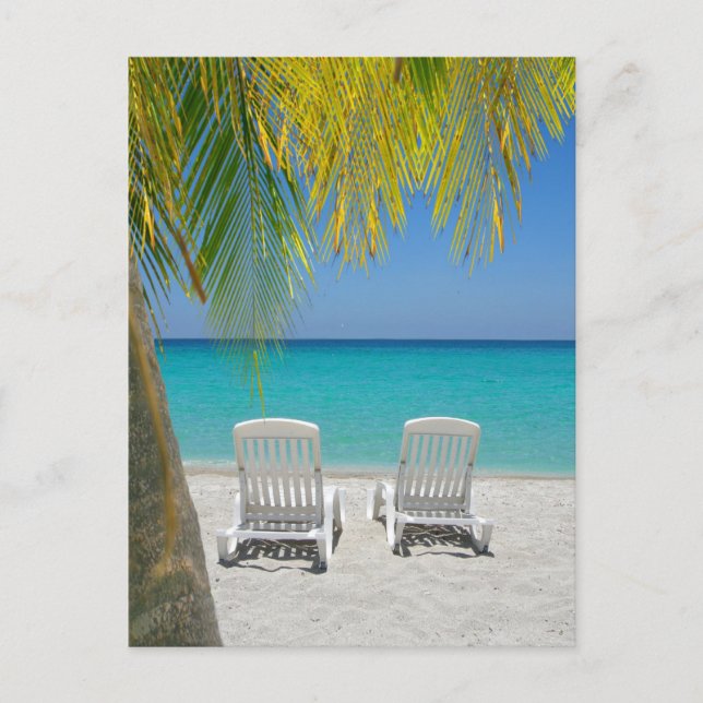 Cartão Postal Praia do paraíso tropical no Caribe (Frente)