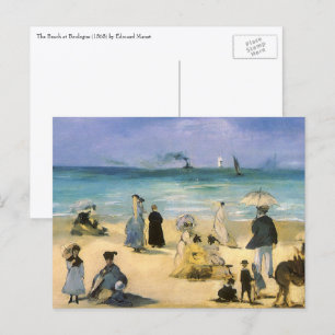 Cartão Postal Praia em Boulogne por Edouard Manet, Vintage Art