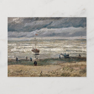 Cartão Postal Praia em Scheveningen em Stormy Weather-Van Gogh