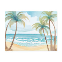 Praia Havaiana | Árvore de Palmeira Aquarela Tropi
