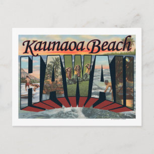 Cartão Postal Praia Kaunaoa, Havaí - Cenas de Letras Grandes