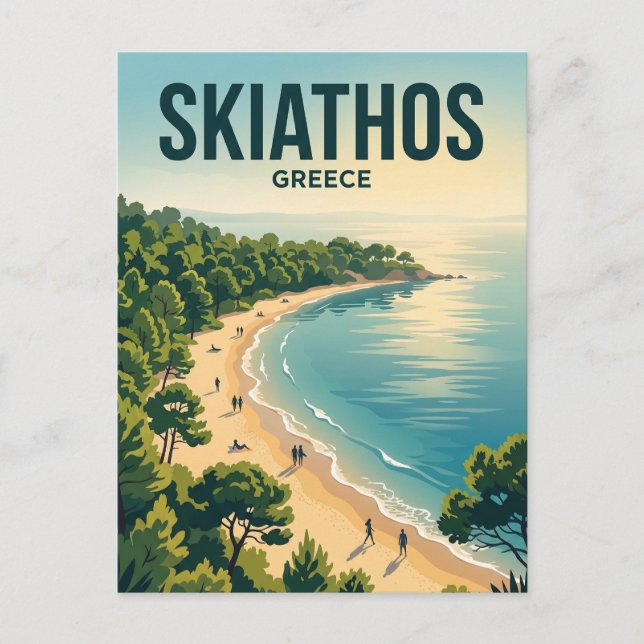 Cartão Postal Praia Koukounaries Grécia (Frente)