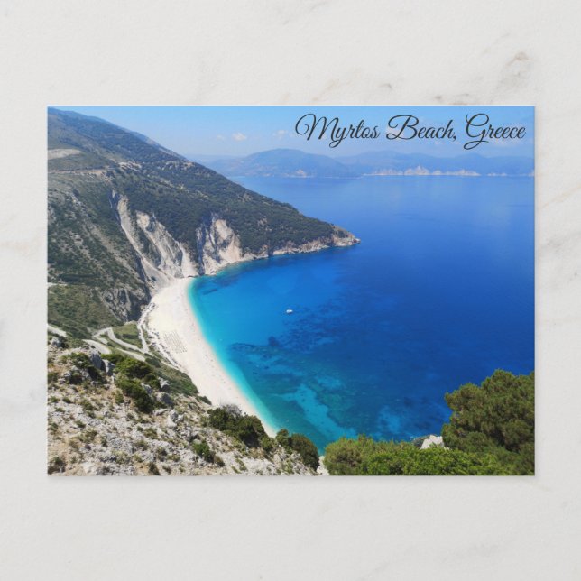 Cartão Postal Praia Myrtos Kefalonia Grécia (Frente)