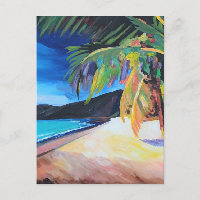 Cartão Postal Praia na Baía de Magen, Rua Thomas, Ilhas Virgens  (Frente)