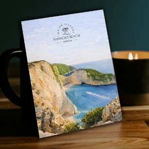 Cartão Postal Praia Navagio, Ilhas Jônicas Grécia Aquarela