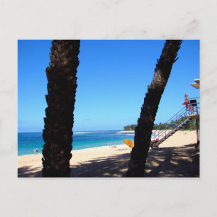 Cartão Postal Praia North Shore Oahu Hawaii com prancha de surfe