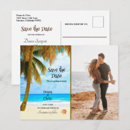 Cartão Postal Praia, Palm Trees, Oceano, Salve o Casamento da Da