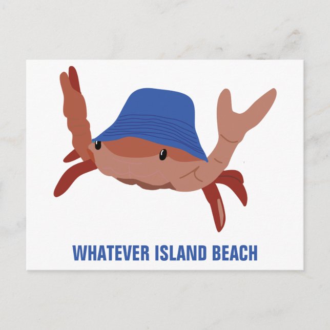 Cartão Postal Praia Personalizada Personalizada do Cartoon Crab (Frente)