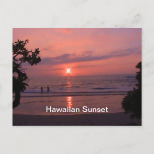 Cartão Postal Praia Romântica do Oceano Sunset Havaiano