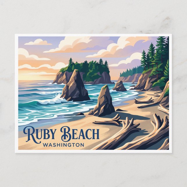 Cartão Postal Praia Ruby Forks Washington (Frente)