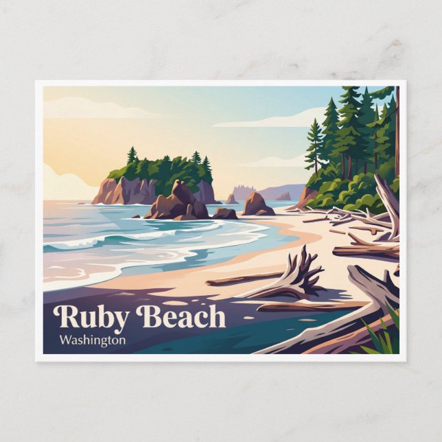 Cartão Postal Praia Ruby Forks Washington (Frente)