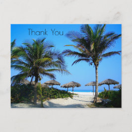 Cartão Postal Praia Sandy com Palmeiras e um Posto de visão oceâ