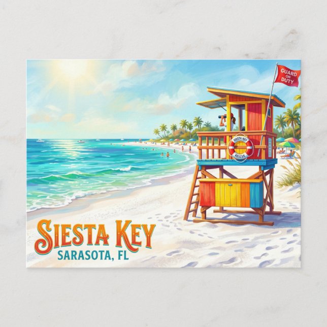Cartão Postal Praia Siesta EUA (Frente)