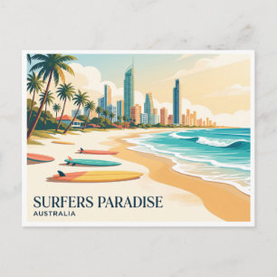 Cartão Postal Praia Surfers Paradise Costa Dourada Austrália