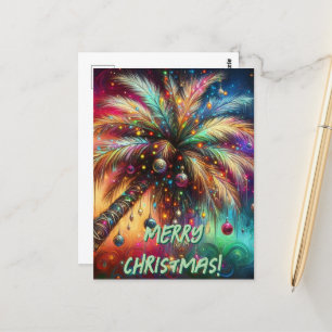 Cartão Postal Praia Tropical de Palma de Natal Personalizada