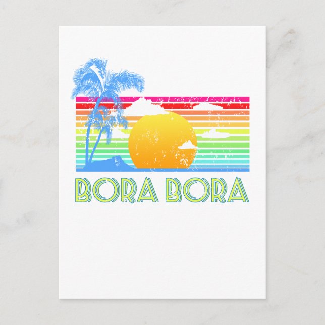 Cartão Postal Praia Vintage Bora Bora (Frente)