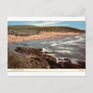 Cartão Postal Praia Vintage de Woolacombe Sands Devon