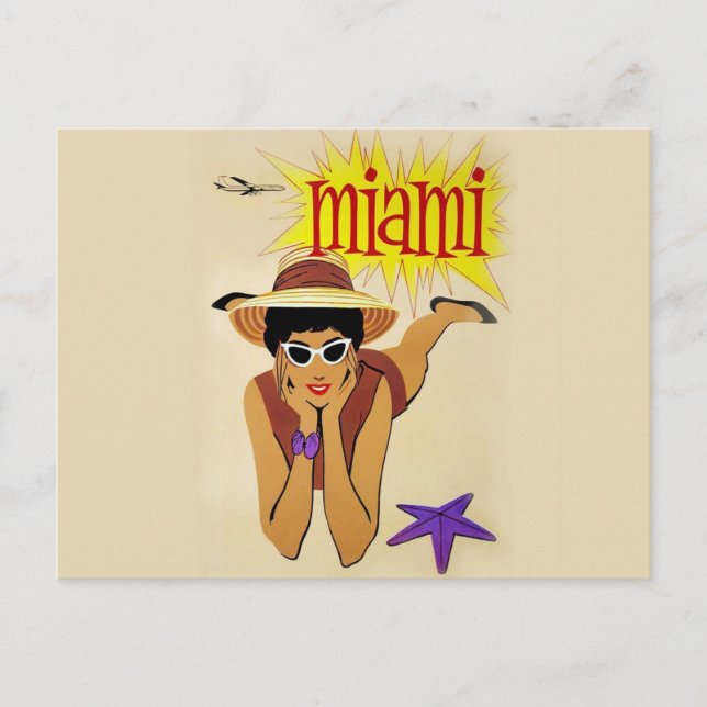 Cartão Postal Praia Vintage Miami (Frente)