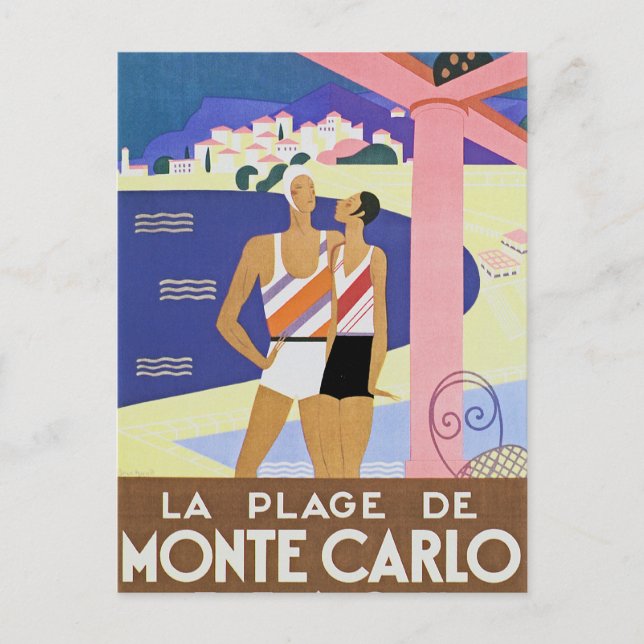 Cartão Postal Praia Vintage Monte Carlo (Frente)
