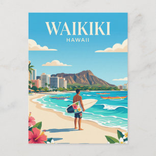 Cartão Postal Praia Waikiki, Honolulu Havaí