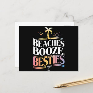 Cartão Postal Praias Booze e Besties Coconut Tree Summer