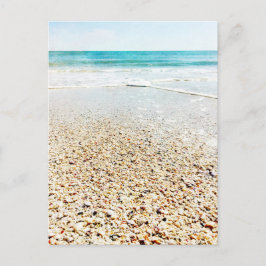 Cartão Postal Praias Tropicais Areia Oceanos Ondas de Mar Concha