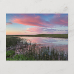 Cartão Postal Prairie Pond Reflete Brilhantes Nuvens do Sol
